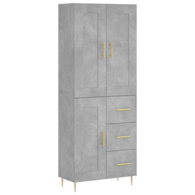 Berkfield Elegant Highboard Concrete Grey 69.5X34X180 Cm Engineered Wood