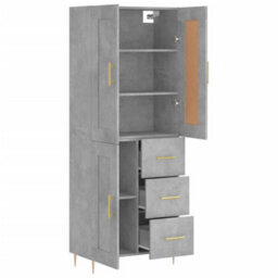 Berkfield Elegant Highboard Concrete Grey 69.5X34X180 Cm Engineered Wood - thumbnail 4
