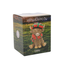 Highland Cow Figurine Christmas Decor Scarf Beret Hat Holiday Seasonal Ornament - thumbnail 4