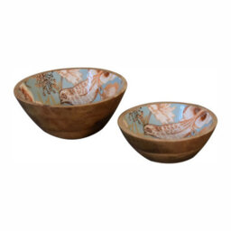 Artisan Furniture Solid Wood Floral Bird Bowl Set Of 2 - thumbnail 6