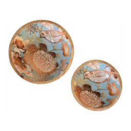 Artisan Furniture Solid Wood Floral Bird Bowl Set Of 2 - thumbnail 3