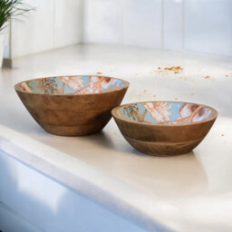 Artisan Furniture Solid Wood Floral Bird Bowl Set Of 2 - thumbnail 9