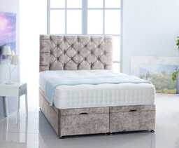 Comfy Deluxe Silver  Naples Velvet Foot Lift Ottoman Bed With Memory Spring Mattress And Headboard 2Ft6 Small Single - thumbnail 1