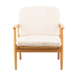 Nordlys Solid Wood And White Bouclé Lounge Chair Countryside Style Living Room - thumbnail 7