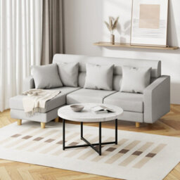Vonhaus Mosley Marble Look Coffee Table For Living Room, Round Living Room Table White Grey Marble Design, Modern Centre Table - thumbnail 6