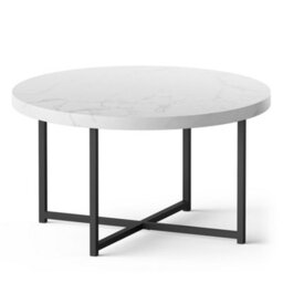 Vonhaus Mosley Marble Look Coffee Table For Living Room, Round Living Room Table White Grey Marble Design, Modern Centre Table - thumbnail 8