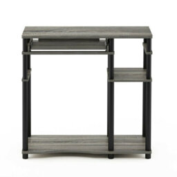 Walplus Furinno Abbott Computer Desk With Bookshelf, French Oak Grey/black - thumbnail 6