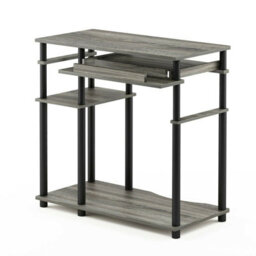 Walplus Furinno Abbott Computer Desk With Bookshelf, French Oak Grey/black - thumbnail 7
