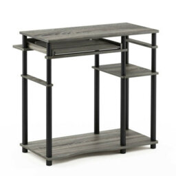 Walplus Furinno Abbott Computer Desk With Bookshelf, French Oak Grey/black - thumbnail 5