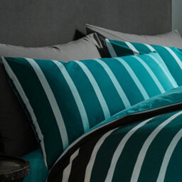 Gc Gaveno Cavailia Striped Duvet Cover Bedding Set Teal Single 2Pc Linen Bedding Set - thumbnail 2