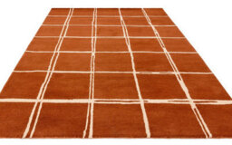 Rust Chequered Wool Modern Shaggy Handmade Rug For Living Room Bedroom & Dining Room-160Cm X 230Cm - thumbnail 6