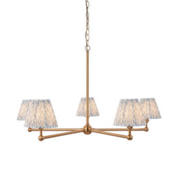 Loops Stylish Elegant Hanging Ceiling Pendant Light With Blue Fabric And Aged Brass Finish
