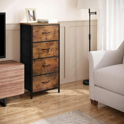 Chest Of Drawers 4 Storage Drawers Vintage Bedroom Furniture Steel Frame - image 1