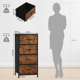 Chest Of Drawers 4 Storage Drawers Vintage Bedroom Furniture Steel Frame - thumbnail 6