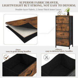 Chest Of Drawers 4 Storage Drawers Vintage Bedroom Furniture Steel Frame - thumbnail 5