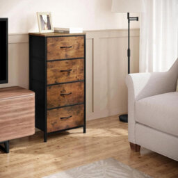 Chest Of Drawers 4 Storage Drawers Vintage Bedroom Furniture Steel Frame - thumbnail 1