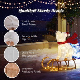 Christmas Sleigh Polar Bear Yard Decorations In/outdoor Holiday Decor - thumbnail 4
