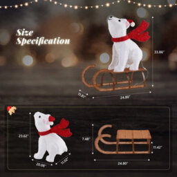 Christmas Sleigh Polar Bear Yard Decorations In/outdoor Holiday Decor - thumbnail 3