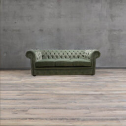 Chesterfield 3 Seater Sofa Settee Pimlico Moss Green Fabric In Classic Style - thumbnail 4