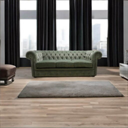 Chesterfield 3 Seater Sofa Settee Pimlico Moss Green Fabric In Classic Style - thumbnail 5