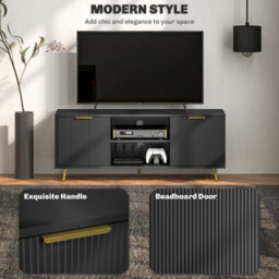 Homcom Modern Tv Stand Cabinet With Storage For Living Room, Black - thumbnail 4