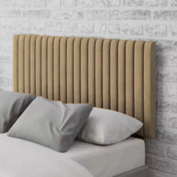 "Urban Textures - Luxury 26"" High Velvet Fabric Upholstered Vertical Thin Lines Headboard - Mink" - thumbnail 1