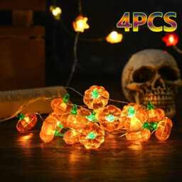 4Pcs Pumpkin String Lights 2M 20 Leds Halloween Decorations Battery Operated Orange Lights For Halloween Fall Decor Decorations