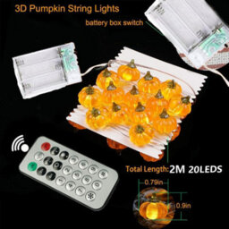 4Pcs Pumpkin String Lights 2M 20 Leds Halloween Decorations Battery Operated Orange Lights For Halloween Fall Decor Decorations - thumbnail 7