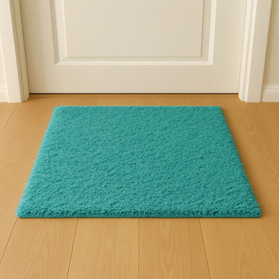 Uetian Premium Teal Blue Shaggy Rug Thick Dense Pile Carpet For Living Room & Bedroom (60X110) - image 1