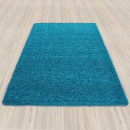 Uetian Premium Teal Blue Shaggy Rug Thick Dense Pile Carpet For Living Room & Bedroom (60X110) - thumbnail 4