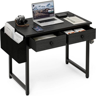 Small Computer Desk With 3 Fabric Drawers, 100 X 40 Cm Home Office Desk - image 1