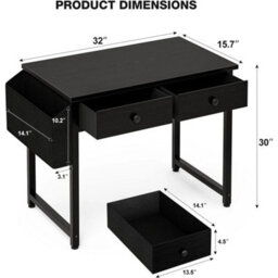 Small Computer Desk With 3 Fabric Drawers, 100 X 40 Cm Home Office Desk - thumbnail 2