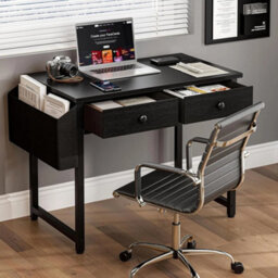 Small Computer Desk With 3 Fabric Drawers, 100 X 40 Cm Home Office Desk - thumbnail 3