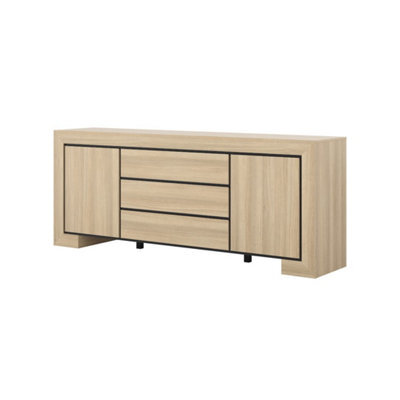 Arte Cuba 25 Sideboard Cabinet 225Cm - Light Oak & Black Wide Sideboard For Modern Living Room Storage - image 1