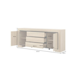 Arte Cuba 25 Sideboard Cabinet 225Cm - Light Oak & Black Wide Sideboard For Modern Living Room Storage - thumbnail 5
