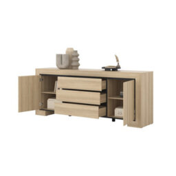 Arte Cuba 25 Sideboard Cabinet 225Cm - Light Oak & Black Wide Sideboard For Modern Living Room Storage - thumbnail 4