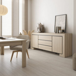 Arte Cuba 25 Sideboard Cabinet 225Cm - Light Oak & Black Wide Sideboard For Modern Living Room Storage - thumbnail 7