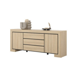 Arte Cuba 25 Sideboard Cabinet 225Cm - Light Oak & Black Wide Sideboard For Modern Living Room Storage - thumbnail 3