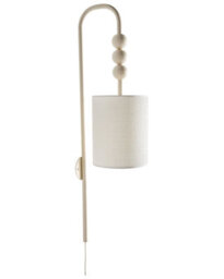Beliani Wall Lamp Beige Fabric Drum Shade, Iron Frame, Mid-Century Style, 18 X 78 Cm - thumbnail 2