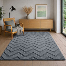 Moonlight Bedding Grey Chevron Rug 120X170Cm, Washable Non-Slip Soft High Low Pile Living Room Carpet - thumbnail 6