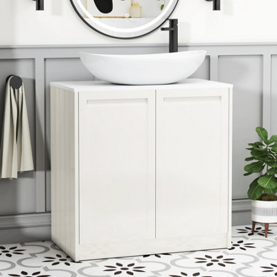 Royal Bathrooms Royal Bathroom Elmore 800mm Classic White Freestanding Bathroom Vanity Unit 2 Door Plain White Worktop With Cesar Basin - image 1