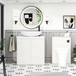 Royal Bathrooms Royal Bathroom Elmore 800mm Classic White Freestanding Bathroom Vanity Unit 2 Door Plain White Worktop With Cesar Basin - thumbnail 5