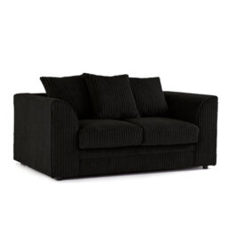 Furnishings For Less UK Luxor Jumbo Cord 3 + 2 + 1 Fabric 3 Piece Sofa Suite - Scatter Back Black - thumbnail 3