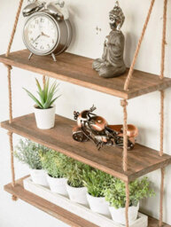 3 Tier Hanging Wooden Rope Shelves - thumbnail 6