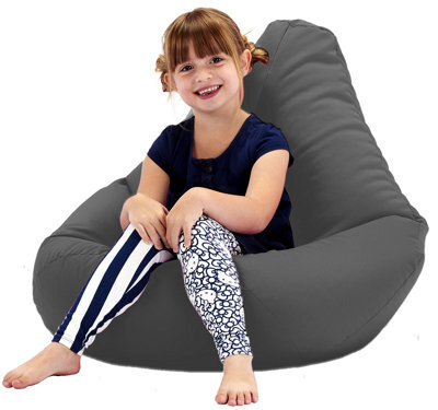 Beautiful Beanbags Kids Highback Beanbag Indoor Or Outdoor Bean Bag For Children Ready Filled - Grey - image 1