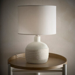 K Living Emilia 40Cm Wrapped Ceramic Light Cream Table Lamp