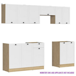Heze Furniture Summer 7 Unit Kitchen Cabinets Set 240Cm In Bernstein Oak & White Matt - thumbnail 4
