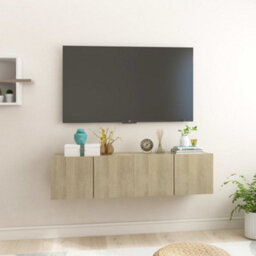 Walplus Hanging Tv Cabinets 2 Pcs Sonoma Oak 60X30X30 Cm - thumbnail 1