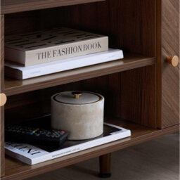 Herringford Large Tv Unit Entertainment Stand Walnut Parquet Design - thumbnail 3
