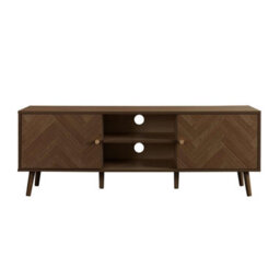 Herringford Large Tv Unit Entertainment Stand Walnut Parquet Design - thumbnail 7